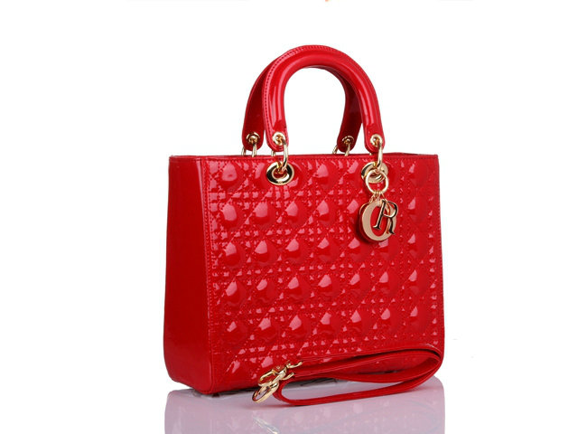 replica jumbo lady dior patent leather bag 6322 red with gold